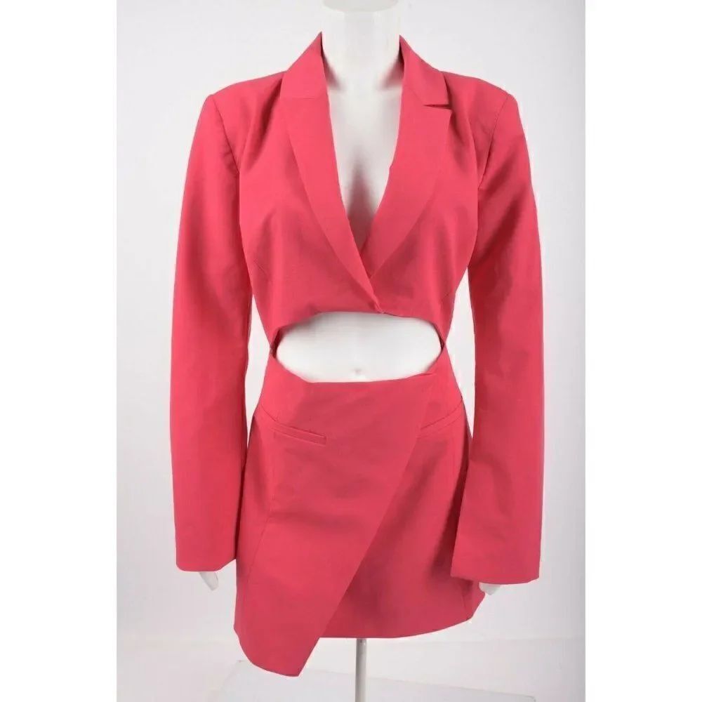 Zara Womens Cut Out Blazer Dress XS Pink Mini Long Sleeve 8681/317 NWT
